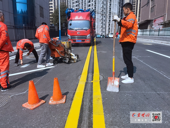 我市城市道路交通标线施划工作持续推进